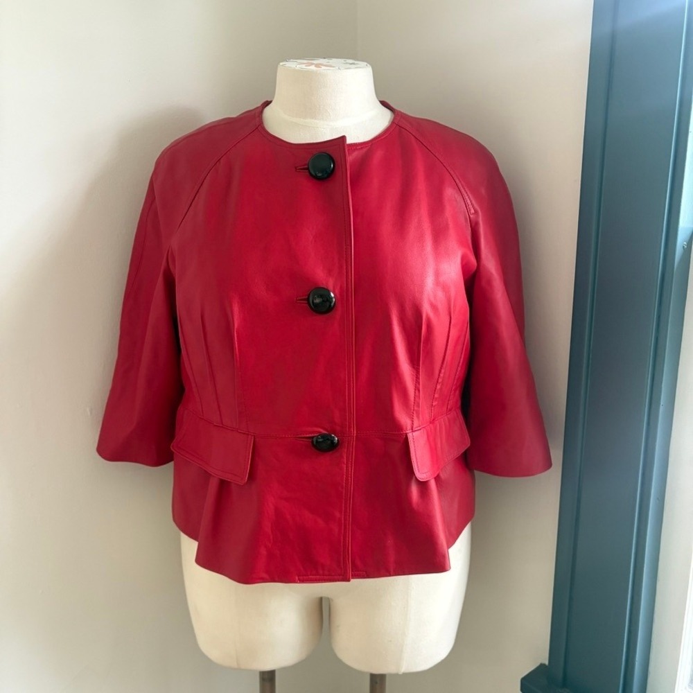Anne Klein Red Leather Jacket